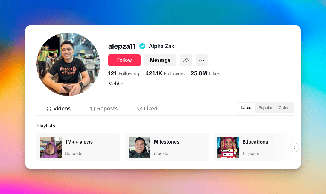 Screenshot akaun TIkTok Dr Alpha Zaki